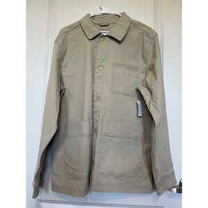 Old Navy Mens Twill Utility Jacket Khaki Cotton Blend Size L Button-Front Chore